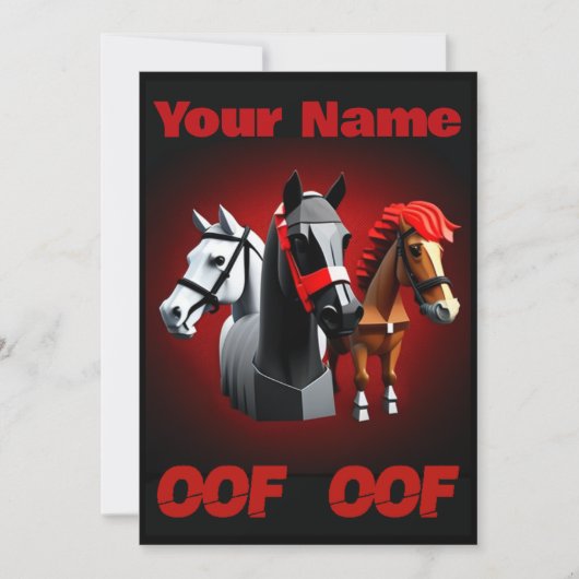 Oof Roblox Funny Meme Red Horses Kaart (Voorkant)