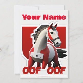 Oof Roblox Funny Meme Red White Horse Kaart