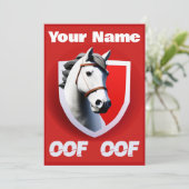 Oof Roblox Funny Meme Red White Horse Kaart (Staand voorkant)