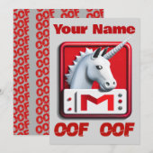 Oof Roblox Funny Meme Red White Unicorn Kaart (Voorkant / Achterkant)