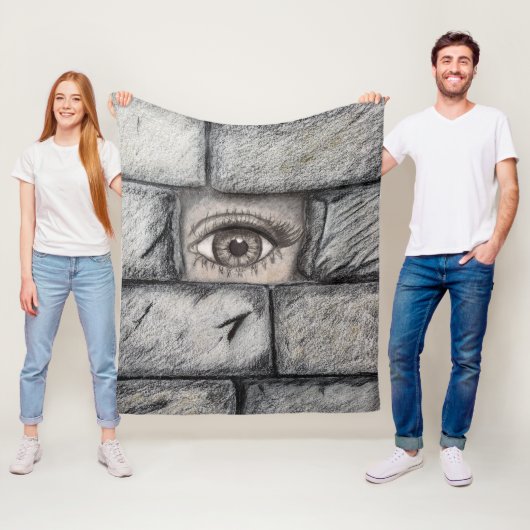 "Oog achter de muur" Fleece Deken (In situ)