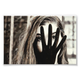 Oog en hand foto afdruk