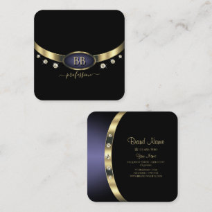 Oog met gouden blauwe zwarte Initialen Rhinestones Vierkante Visitekaartje