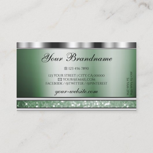 Oog met zilveren groene sparkle Glitter Logo toevo Visitekaartje (Achterkant)