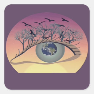 Oog op de wereld - Natuur & Earth Art Vierkante Sticker