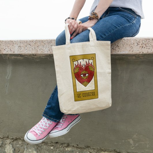 oog op hart tarotkaart tote bag