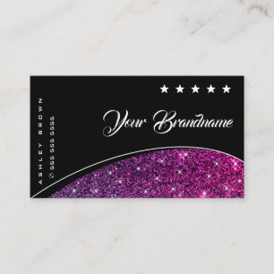 Oog Paarse glittersterren vangen op Elegant Black Visitekaartje