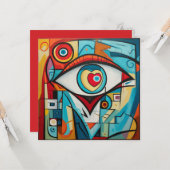 Oog Valentijn hart liefde art deco Kaart (Voorkant / Achterkant in situ)