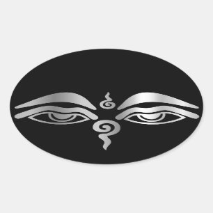 Oog van Boeddha - Boeddhisme Symbool Ovale Sticker