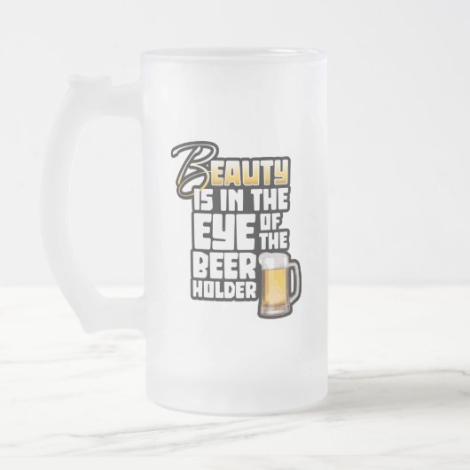 Oog van de bierhouder - Funny Beer Drinker Matglas Bierpul (Links)