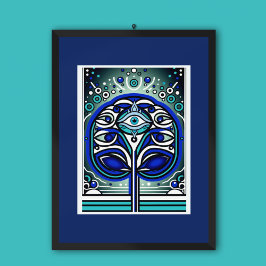 Oog van de etherische boom: mystiek blauw poster