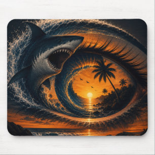 Oog van de Golf – Surreal haai zonsondergang Worp Muismat