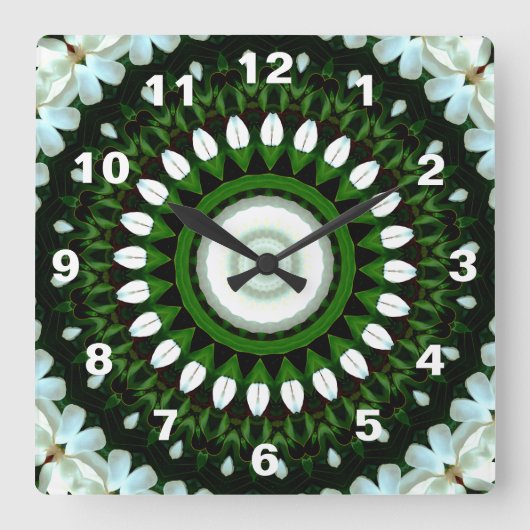 Oog van de Witte Magnolia Vierkante Klok (Voorkant)