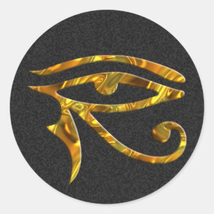 Oog van Horus - GOUD   Zwarte spatten Ronde Sticker
