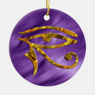 Oog van Horus - GOUDEN lilagolven Keramisch Ornament