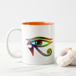 Oog van Horus Meditatie Liefhebber Egyptisch Tweekleurige Koffiemok