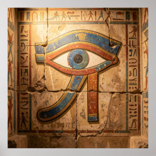 Oog van Horus met Egyptische Hiërogliefen Spiritue Poster