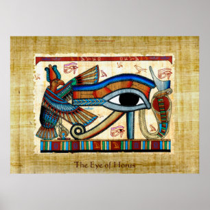 Oog van Horus op Papyrus-effect Egyptische kunst Poster