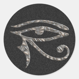 Oog van Horus - ZILVER Zwarte spatten Ronde Sticker