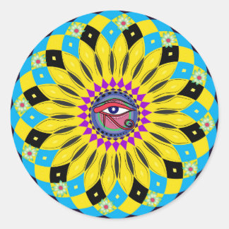 Oog van Horus Zonnebloem Mandala Art Sticker