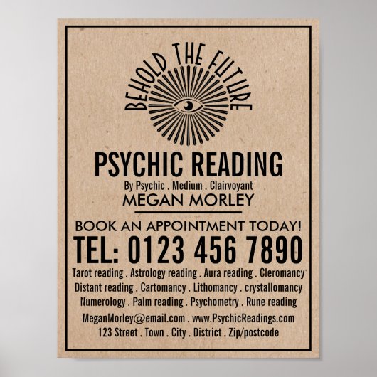 Oog van Voorzienigheid, Psychische Lezing Adverter Poster (Voorkant)