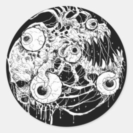 Oogbal Horror zwart inktwerk Ronde Sticker