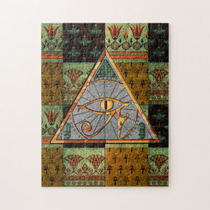 Oogbeeld van Horus Pyramid en oud Egyptisch Patroo Legpuzzel