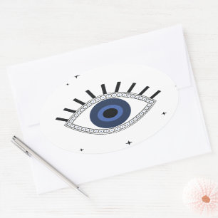 Oogbescherming voor de ogen, griekblauw oog ovale sticker