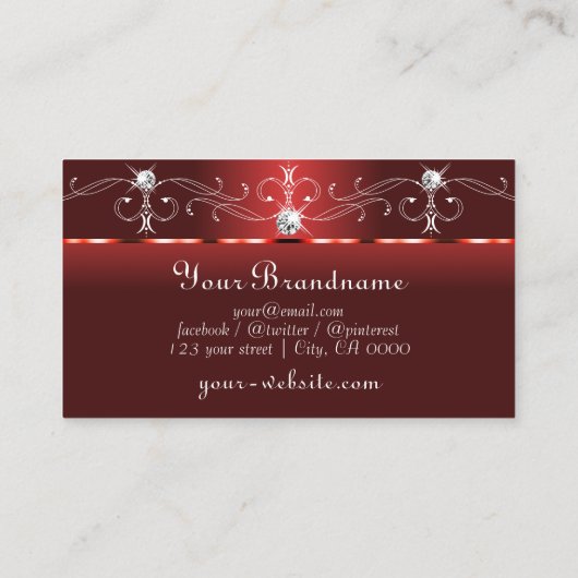 Oogblad dat Rubby Red Squiggled Jewels Monogram va Visitekaartje (Achterkant)