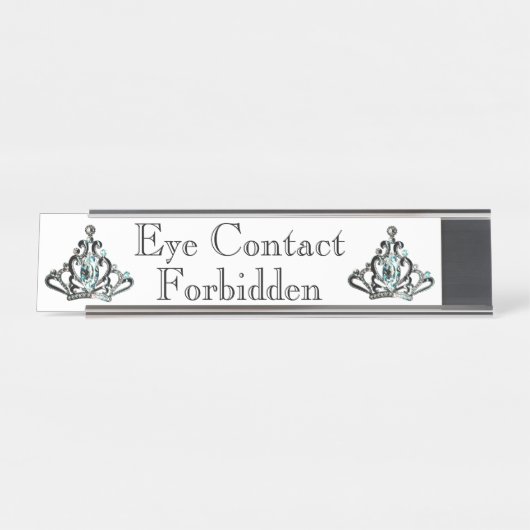 "Oogcontact verboden" Desk Name Bord Bureau Naambordje (Voorkant)