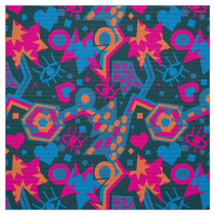 Ooghart pop kunst cool roze patroon stof