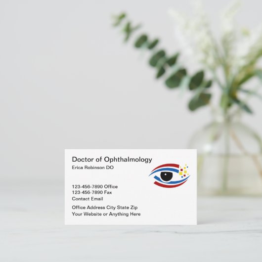 Oogheelkundige Moderne bewerkbare Visitekaartjes (Staand voorkant)