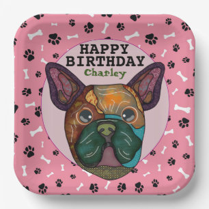 Ooghond aangezicht Franse Bulldog Paper Borden Papieren Bordje