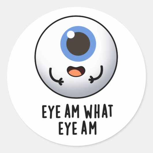 Oogje am Wat is Oye am Funny Eyeball Pun Ronde Sticker (Voorkant)