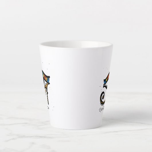 Oogje van Horus op papyrus, Egyptische hiërogliefe Latte Mok (Voorkant)