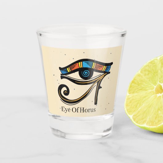 Oogje van Horus op papyrus, Egyptische hiërogliefe Shot Glas (Voorkant)