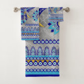 Oogkleurig oogmerk Olephant Ornamental Patroon Bad Handdoek (Insitu)