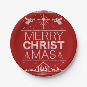 Ooglijk prettige kerstkeuken Religieuze Christus R Papieren Bordje