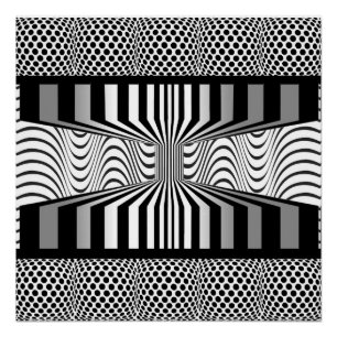 Oogmuur Op Art Black en White Perfect Poster