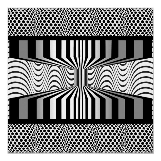 Oogmuur Op Art Black en White Perfect Poster (Voorkant)