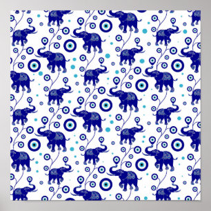 Oogoog Elephant Good Luck amulet patroon Poster