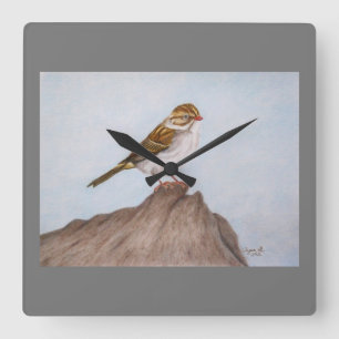Oogoog op de Sparrow Wall Clock Vierkante Klok