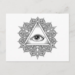 Oogpiramide Symbool Doodle Briefkaart