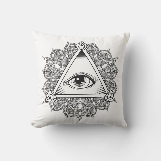 Oogpiramide Symbool Doodle Kussen (Voorkant)