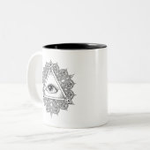 Oogpiramide Symbool Doodle Tweekleurige Koffiemok (Voorkant links)