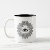 Oogpiramide Symbool Doodle Tweekleurige Koffiemok (Links)