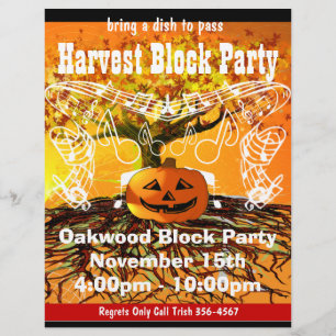 Oogst Block Party Evenement of Herfst Evenement Fl Flyer