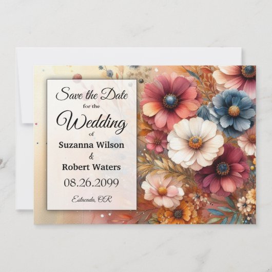 Oogst bloemblaadjes en geschilderde lucht kaart (Voorkant)