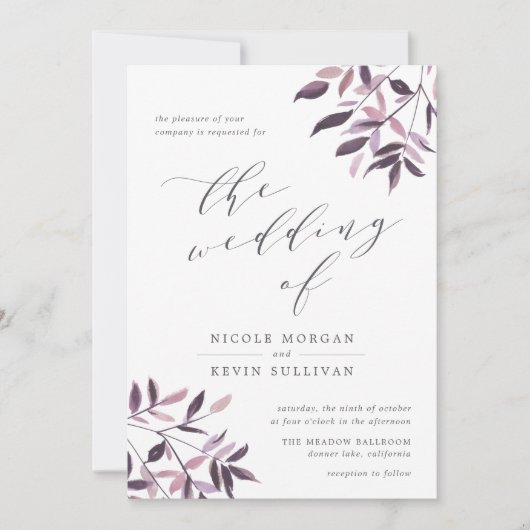 Oogst Blush | Waterverf bruiloft uitnodiging (Voorkant)