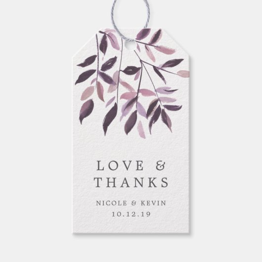 Oogst Blush Waterverf Foliage Weddenschap Hartelij Cadeaulabel (Voorkant)